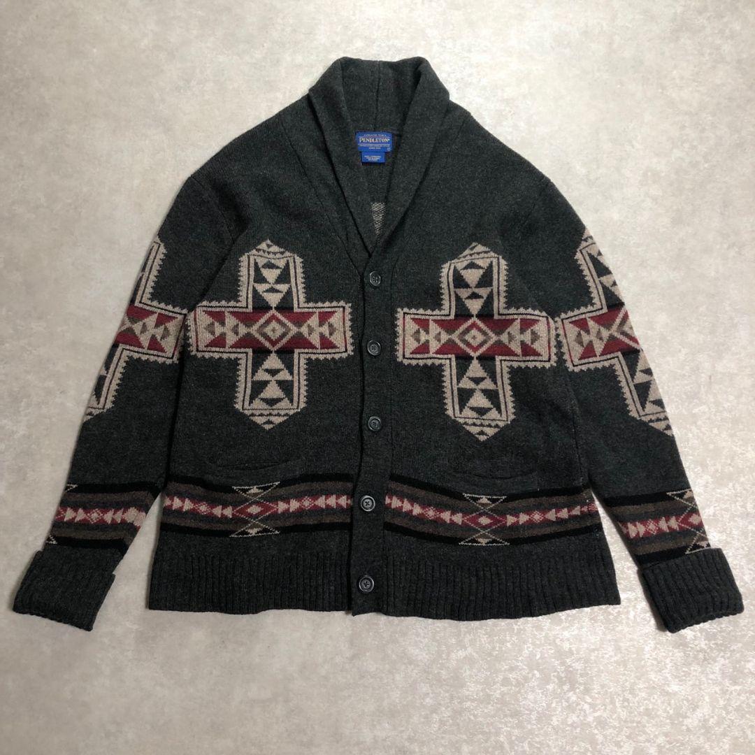 極美品 ペンドルトン ウェスタリー L カーディガン ビッグリボウスキラムウール