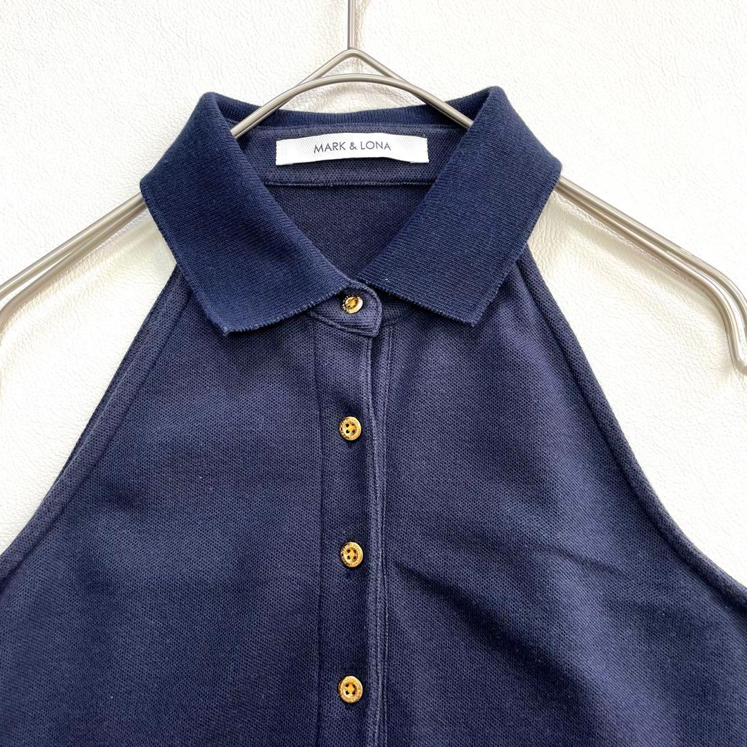 6167◆マークアンドロナ　ノースリーブワンピース　ベルト付き　ゴールド