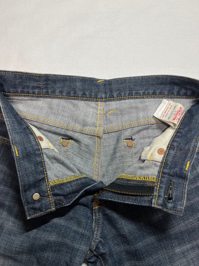 EVISU DONNA 27サイズ　白大黒　ビックカモメ　色落ち加工　ジッパー