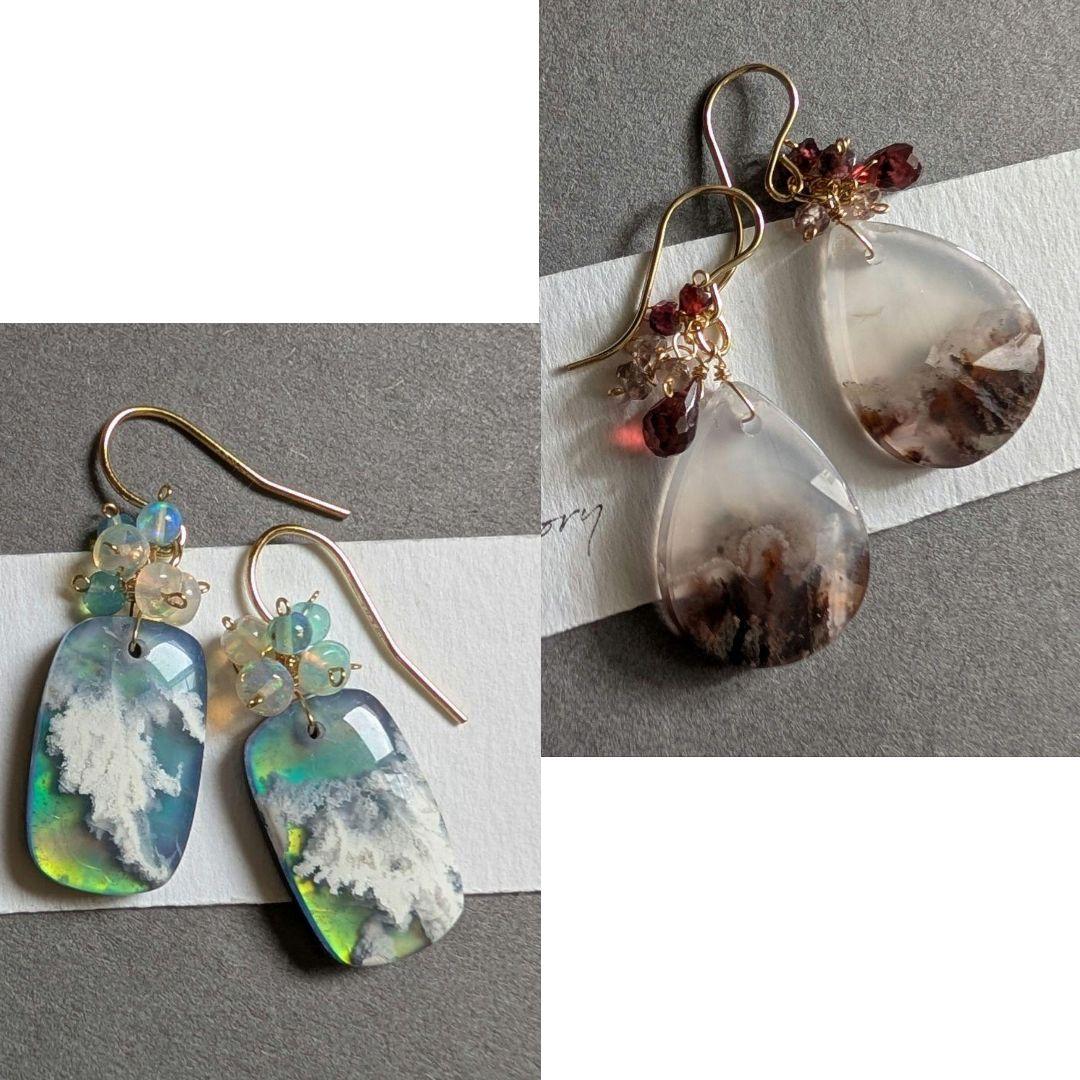 ツナギ様 1点物✧︎レッドプルームアゲート ピアス