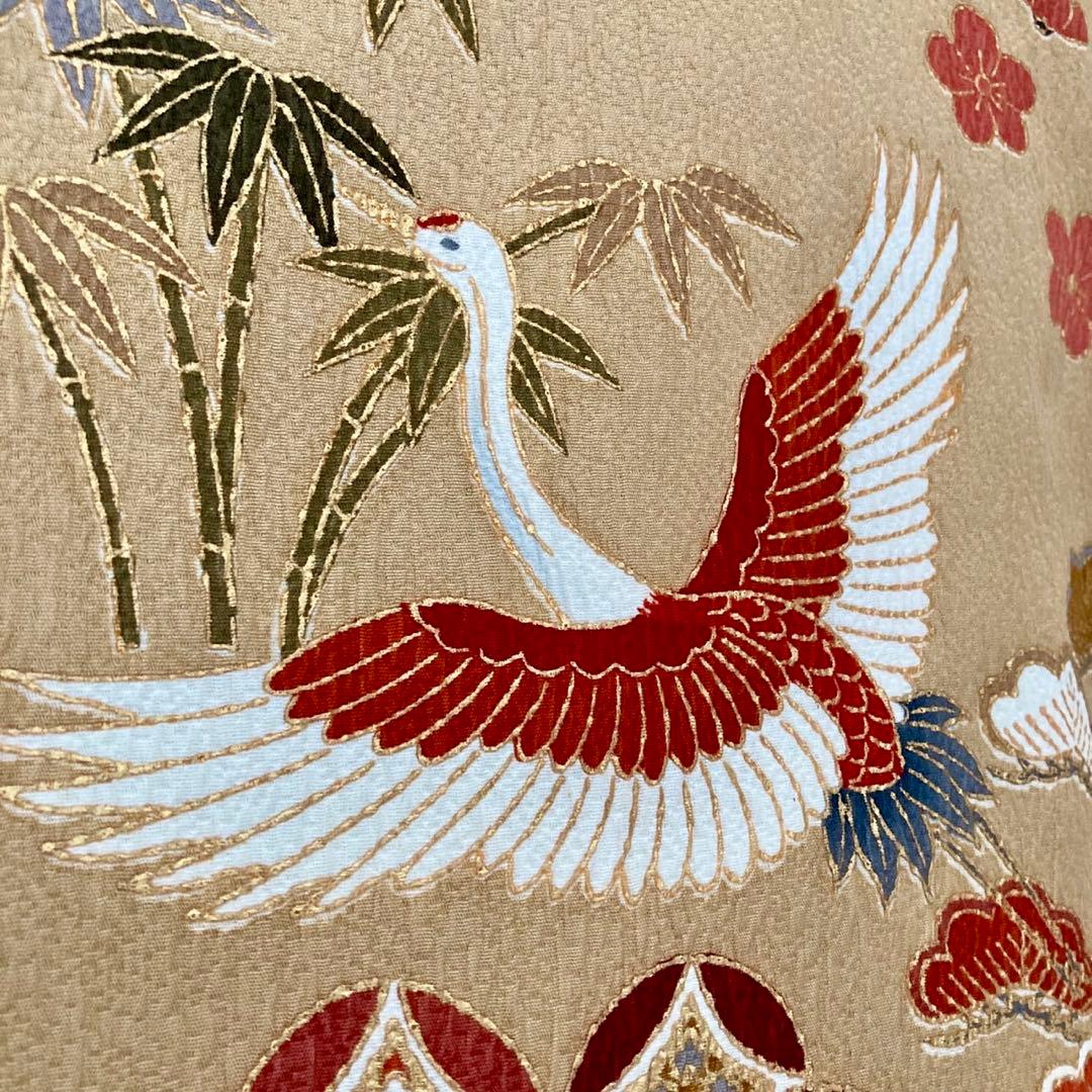 古典柄 鶴 波文様 振袖4点セット‼️お振袖セット‼️TM NO129 フルセット