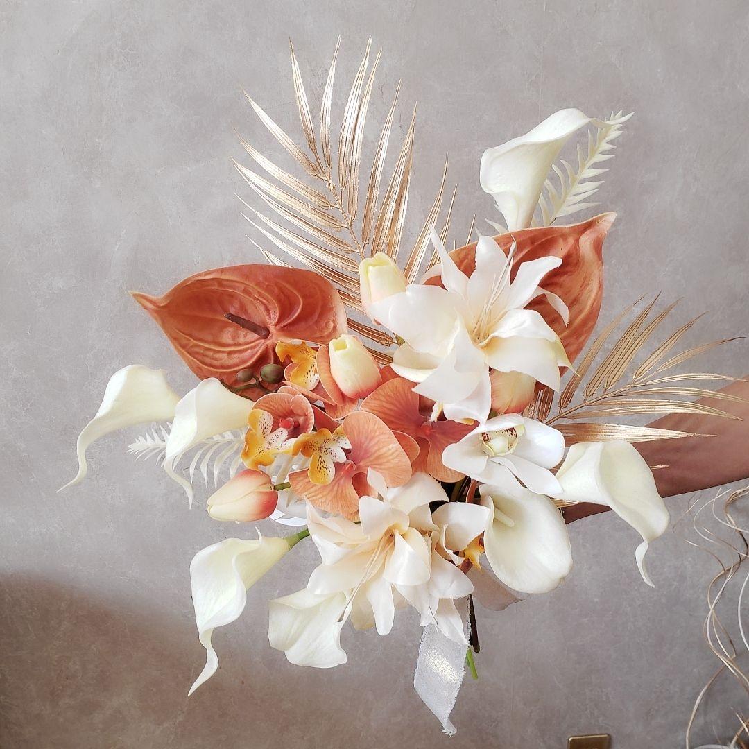 ウエディング　ブーケ　造花　アーティフィシャルフラワー　前撮り　ブートニア