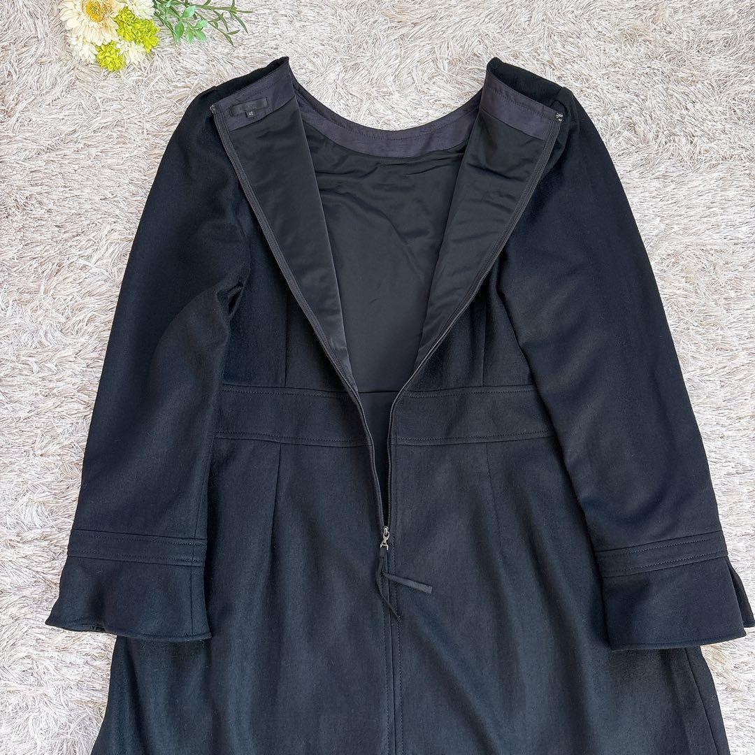 極美品✨トゥービーシック 大きめサイズ フリル ウール ワンピース 黒 46