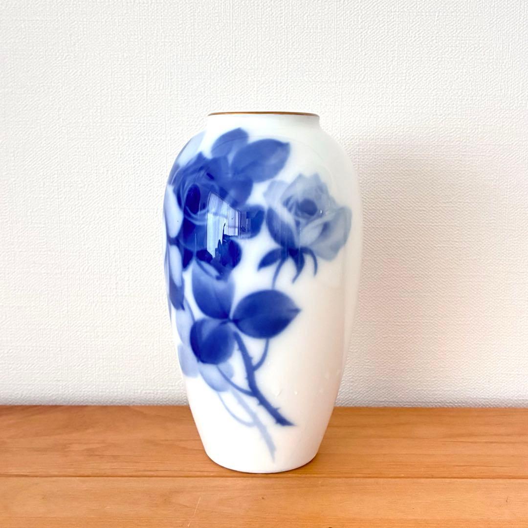 大蔵陶園 ブルーローズ 23cm／15.5cm花瓶 フラワーベース 2台セット
