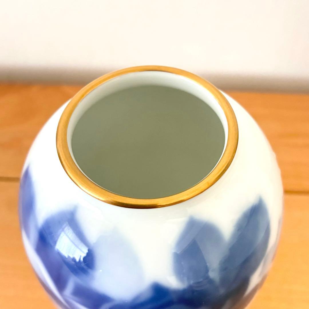 大蔵陶園 ブルーローズ 23cm／15.5cm花瓶 フラワーベース 2台セット