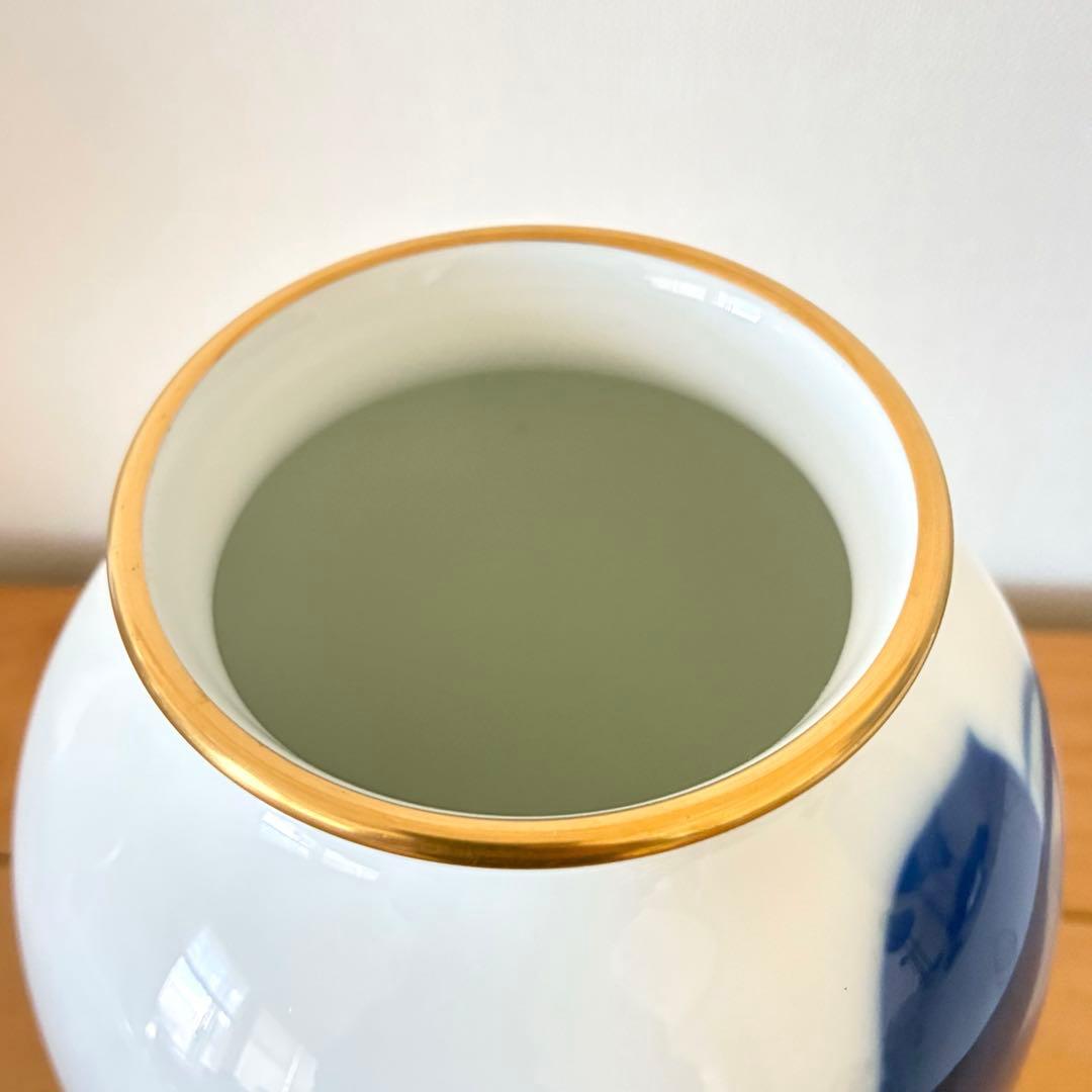 大蔵陶園 ブルーローズ 23cm／15.5cm花瓶 フラワーベース 2台セット