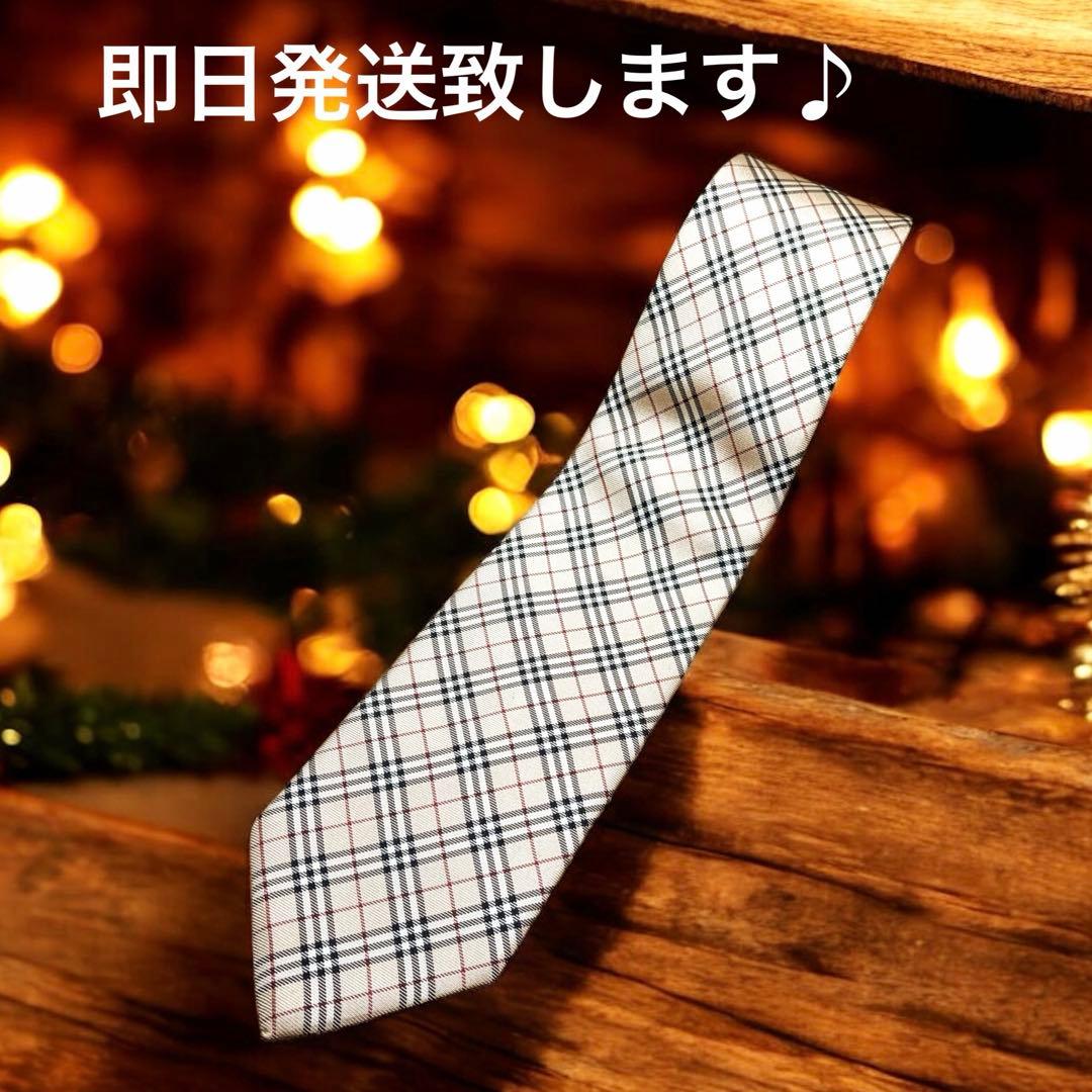極美品　BURBERRY バーバリーブラックレーベル　ノバチェック柄 ネクタイ