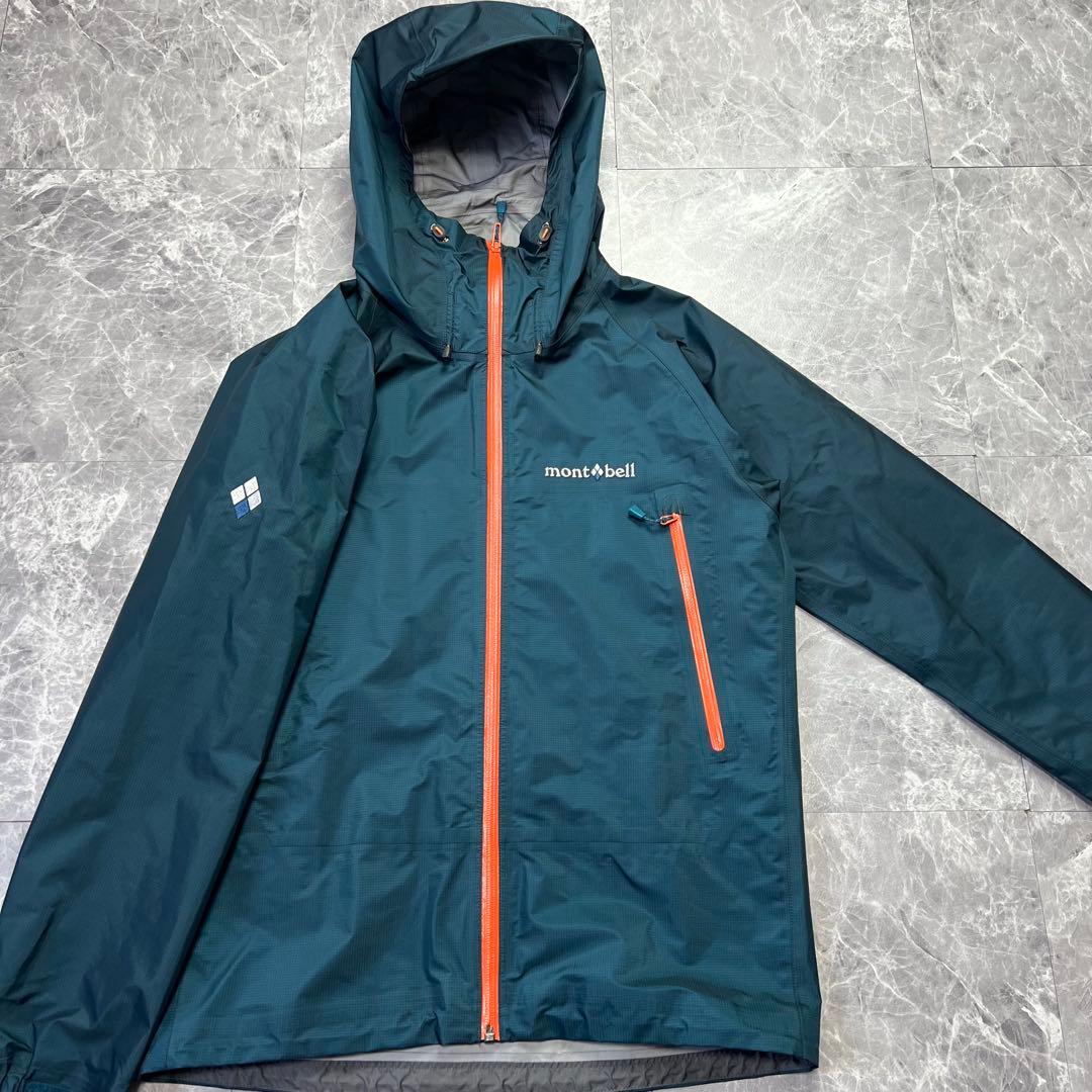 美品　モンベル　ストームクルーザー　ゴアテックス　ブルーグリーン　登山　メンズ