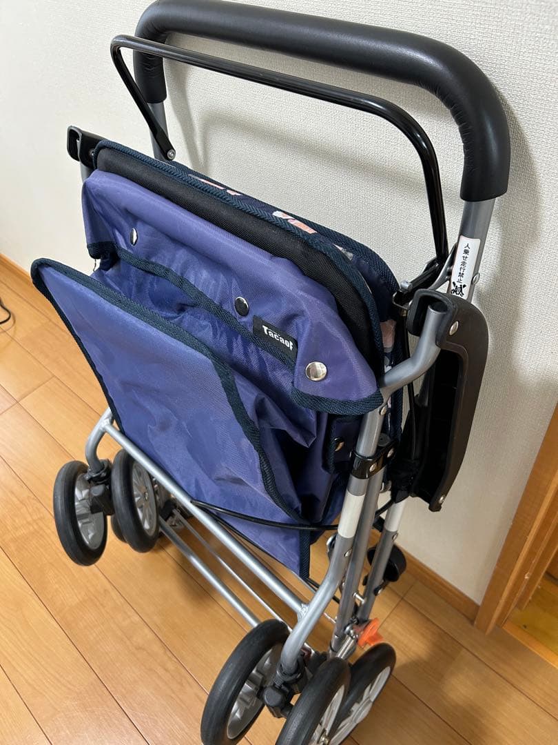 花柄 ネイビー シルバーカー 折りたたみ式