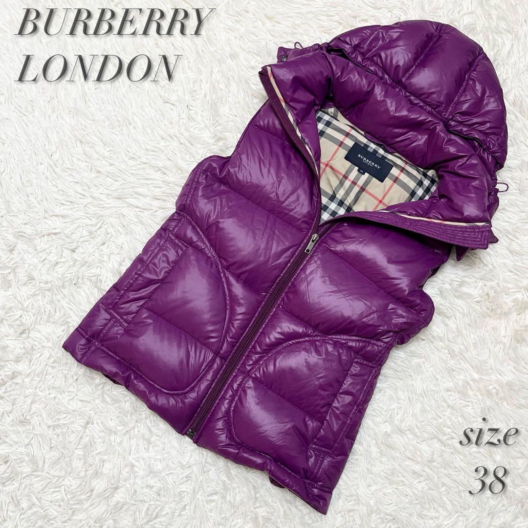 【希少色】バーバリーロンドン ノバチェック ダウンベスト フード付き 38 M