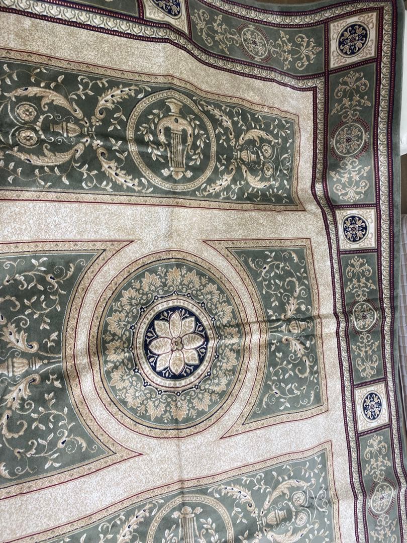 希少 ヴィンテージ♦️高級 ゼラビ ラグ♦️ビスコース100%♦️絹♦️グリーン♦️送料込