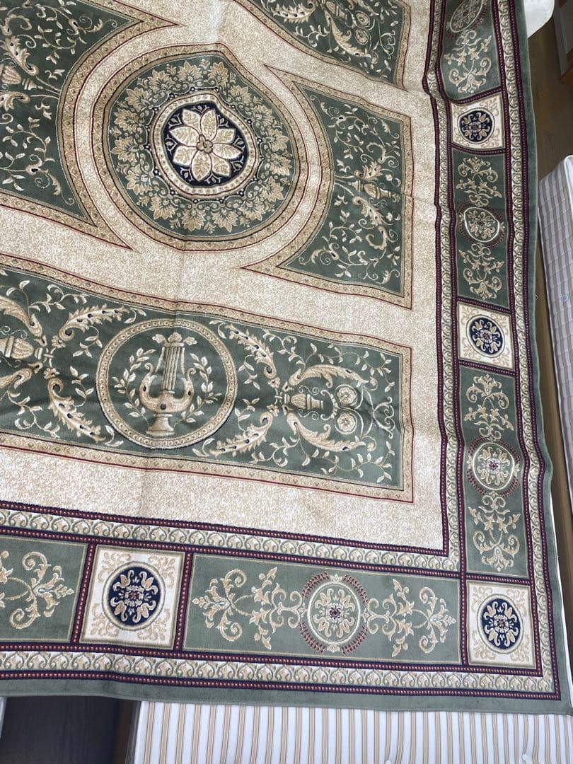 希少 ヴィンテージ♦️高級 ゼラビ ラグ♦️ビスコース100%♦️絹♦️グリーン♦️送料込