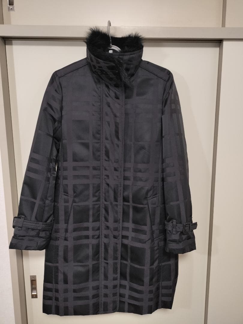 BURBERRY ブラック チェック柄 ロングコート 40