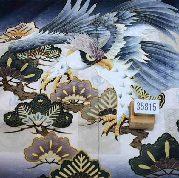 七五三 五歳 男児 羽織袴フルセット 黒地 鷹 紋袴 袴変更可能 NO35815