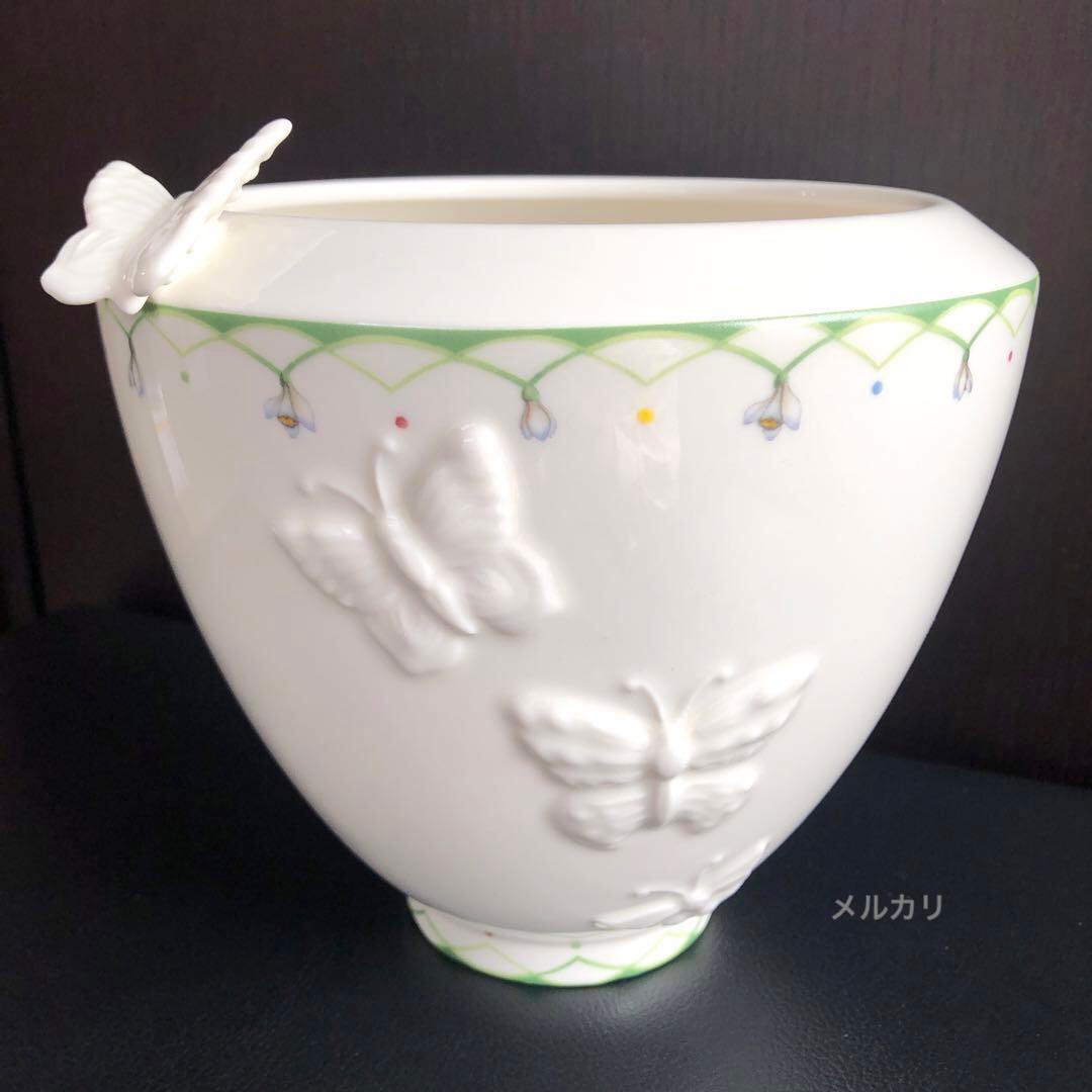 レア　新品　ビレロイ＆ボッホ　カラフルスプリング　蝶　スノードロップ　ワイド花瓶