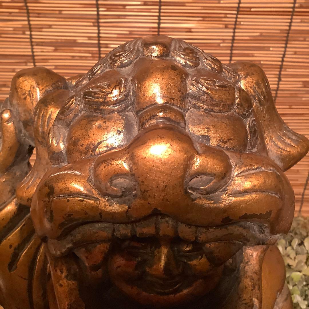 明治・伊勢大黒舞「獅子被大黒天」伊勢神宮・獅子頭・祝事・財福・特大金彩木彫・奉納