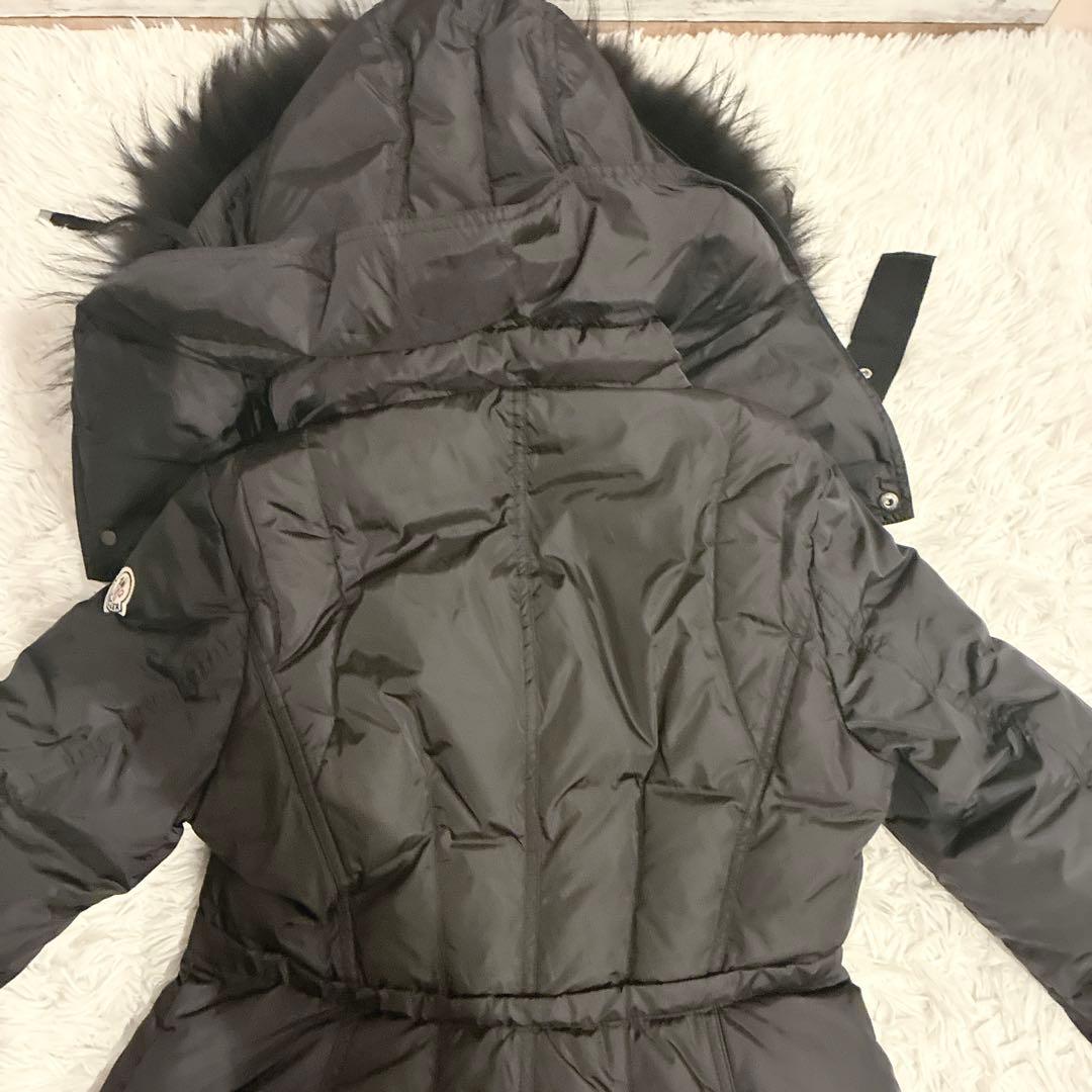 MONCLER ロング ダウンコート ファランジェール ブラックファー Aライン