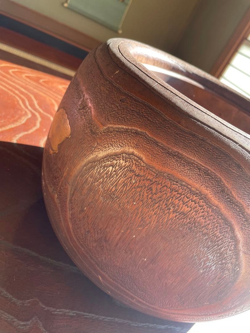 美品　時代　桐火鉢　秋草蒔絵 火鉢　螺鈿入り　茶道具　骨董品　木製火鉢　100年