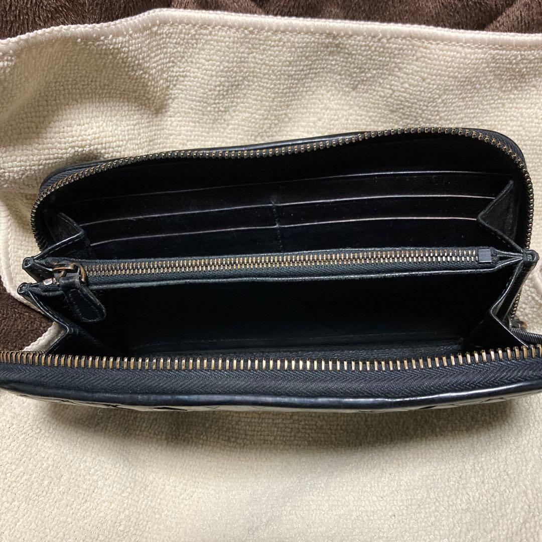 BOTTEGA VENETA 編み込み長財布 ブラック