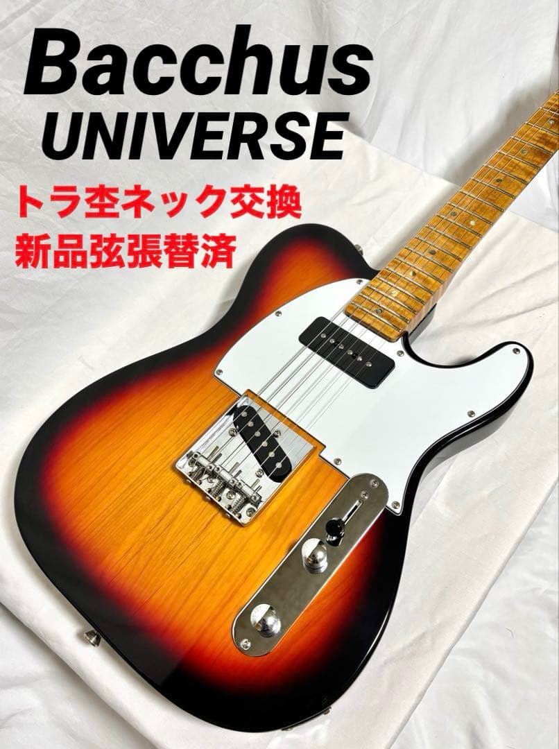 【新品弦張替済、ネックトラ杢】Bacchus テレキャスター UNIVERSE