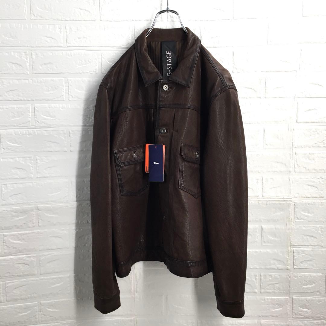【タグ付未使用】G-STAGE ジーステージ ラムレザー 本革 ジャケット XL