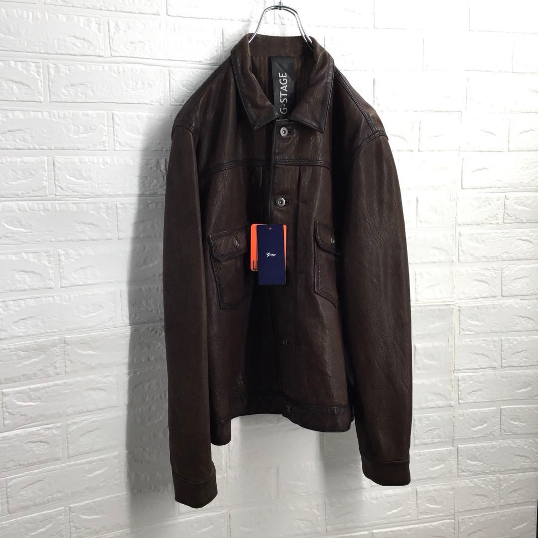 【タグ付未使用】G-STAGE ジーステージ ラムレザー 本革 ジャケット XL