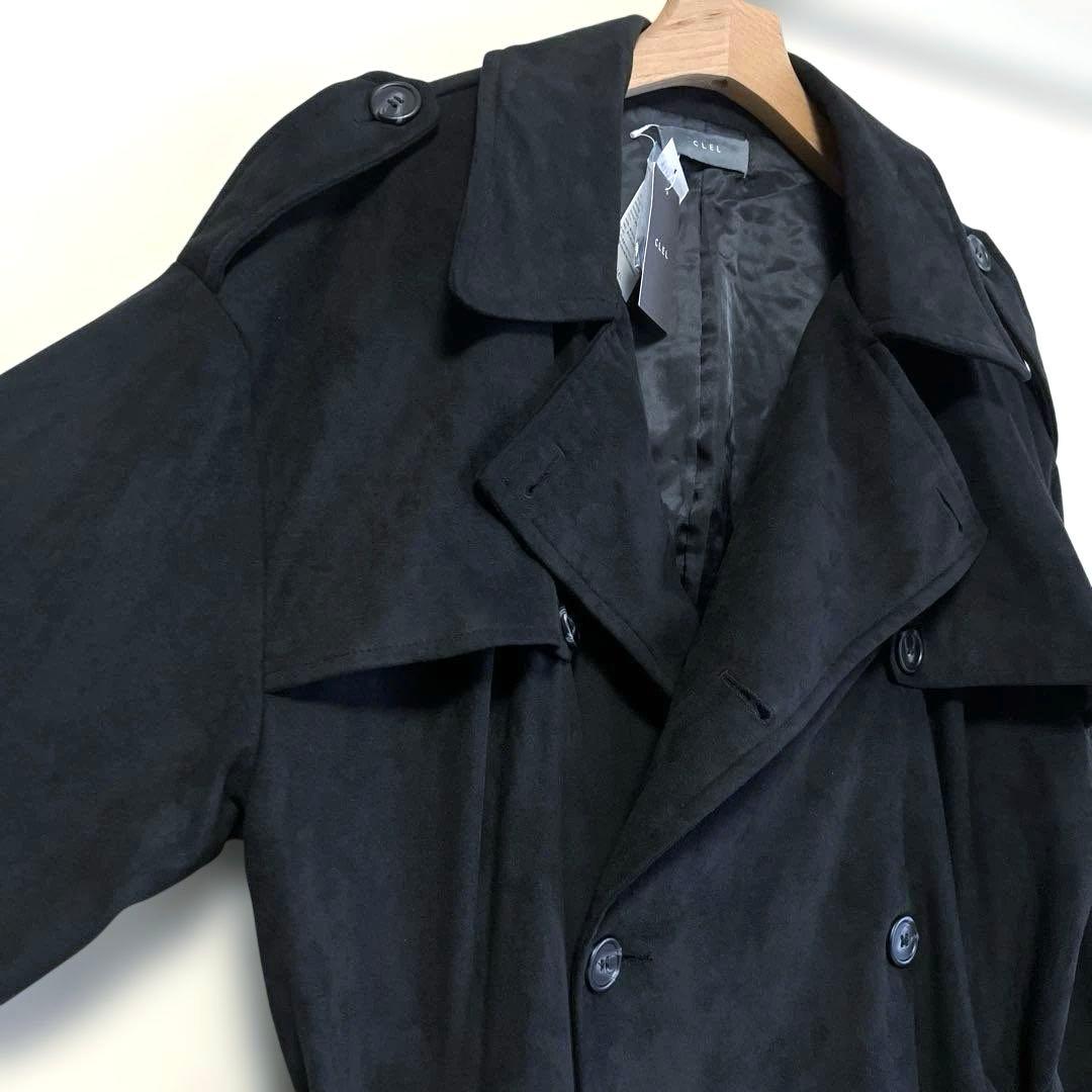 タグ付 CLEL ダブルテックフェード トレンチコート M ブラック 黒