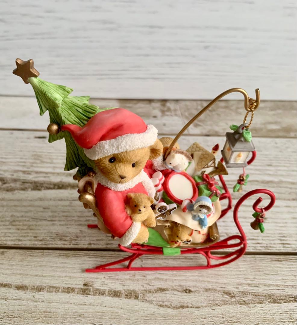 Cherished Teddies そりに乗ったサンタ くま クリスマス