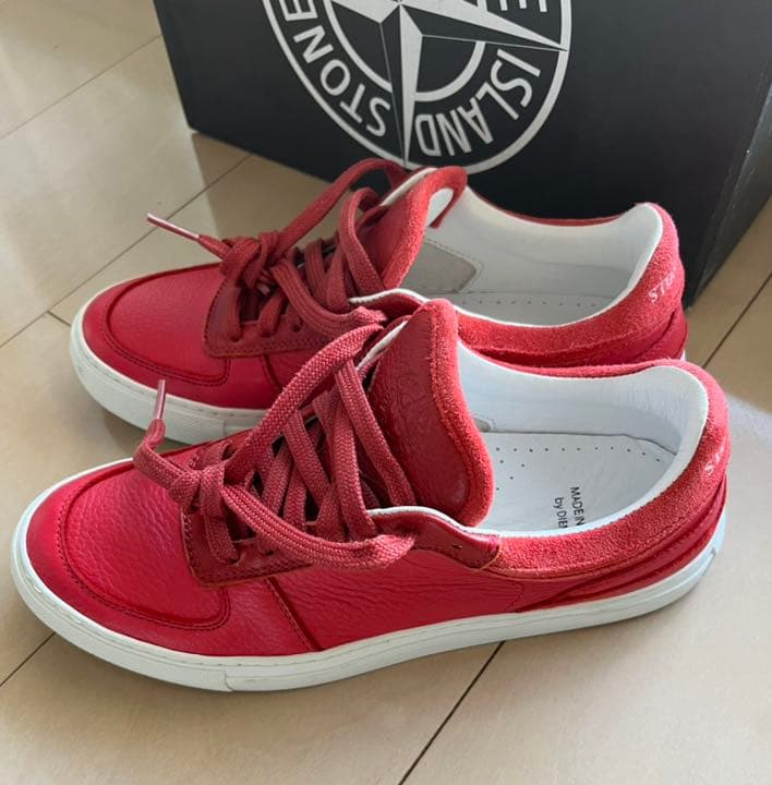 希少❣️ストーンアイランド レザー スニーカー 40 ロッソ　箱付