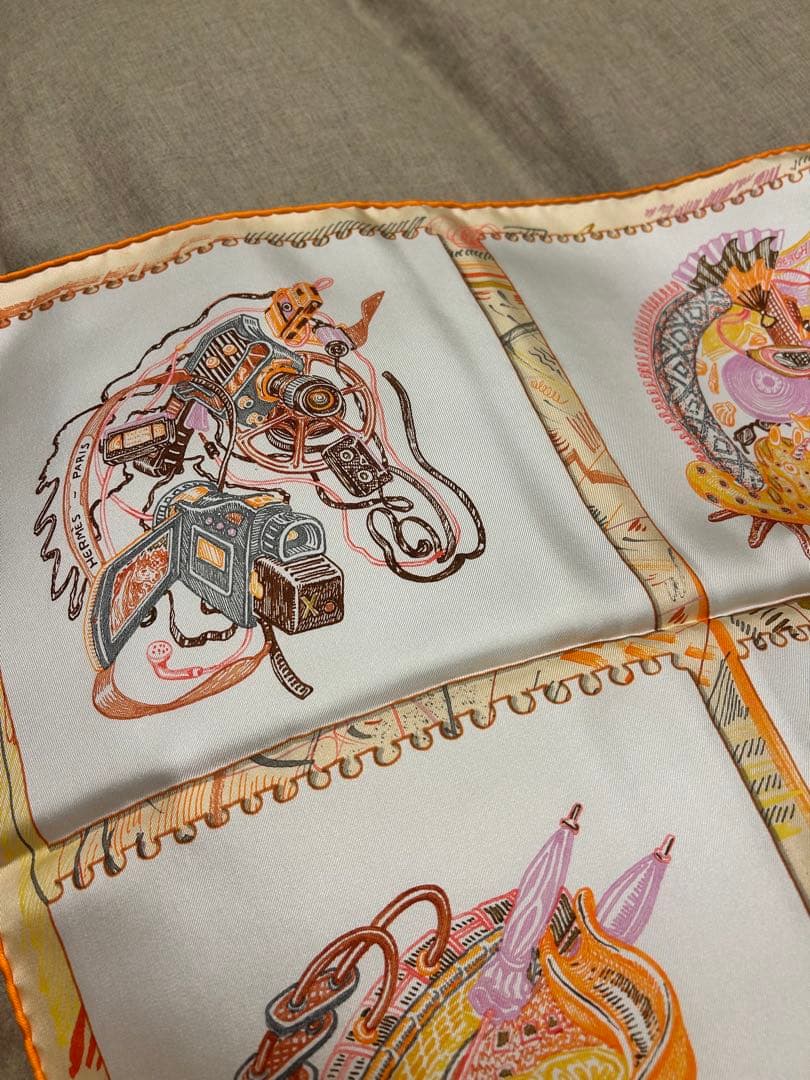 エルメススカーフ Chevaloscope シュヴァロスコープカレ90 オレンジ