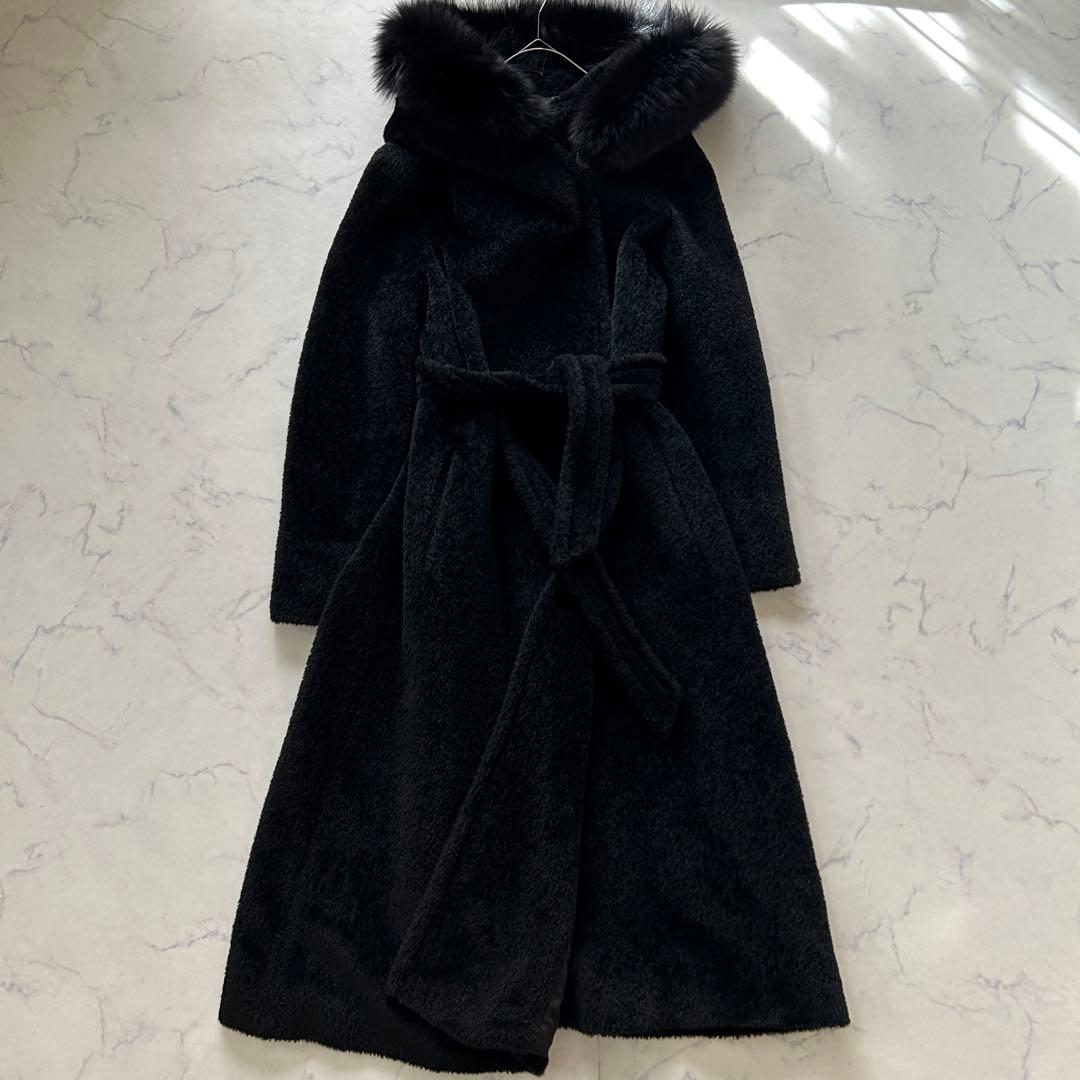 定価25万 極美品 マックスマーラ ロングコート アルパカ ベルト フード
