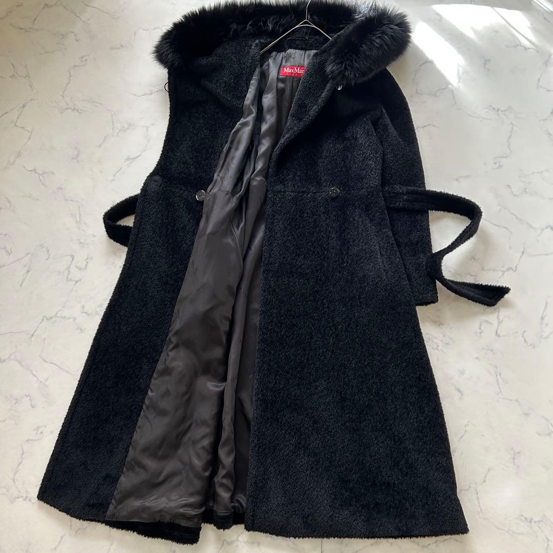 定価25万 極美品 マックスマーラ ロングコート アルパカ ベルト フード