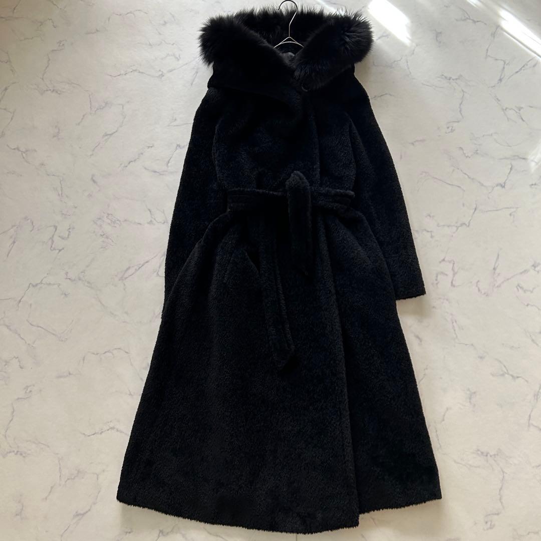 定価25万 極美品 マックスマーラ ロングコート アルパカ ベルト フード