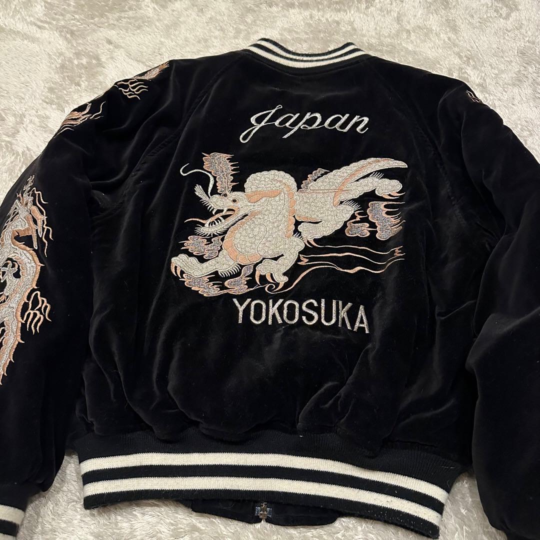 JAKE ジェイク　スカジャン　別珍　メンズ　サイズM-L和柄　龍　刺繍　黒