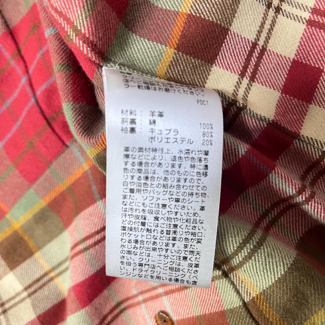 【美品】ラルフローレン 本革スエード レザージャケット S 茶 チェック裏地