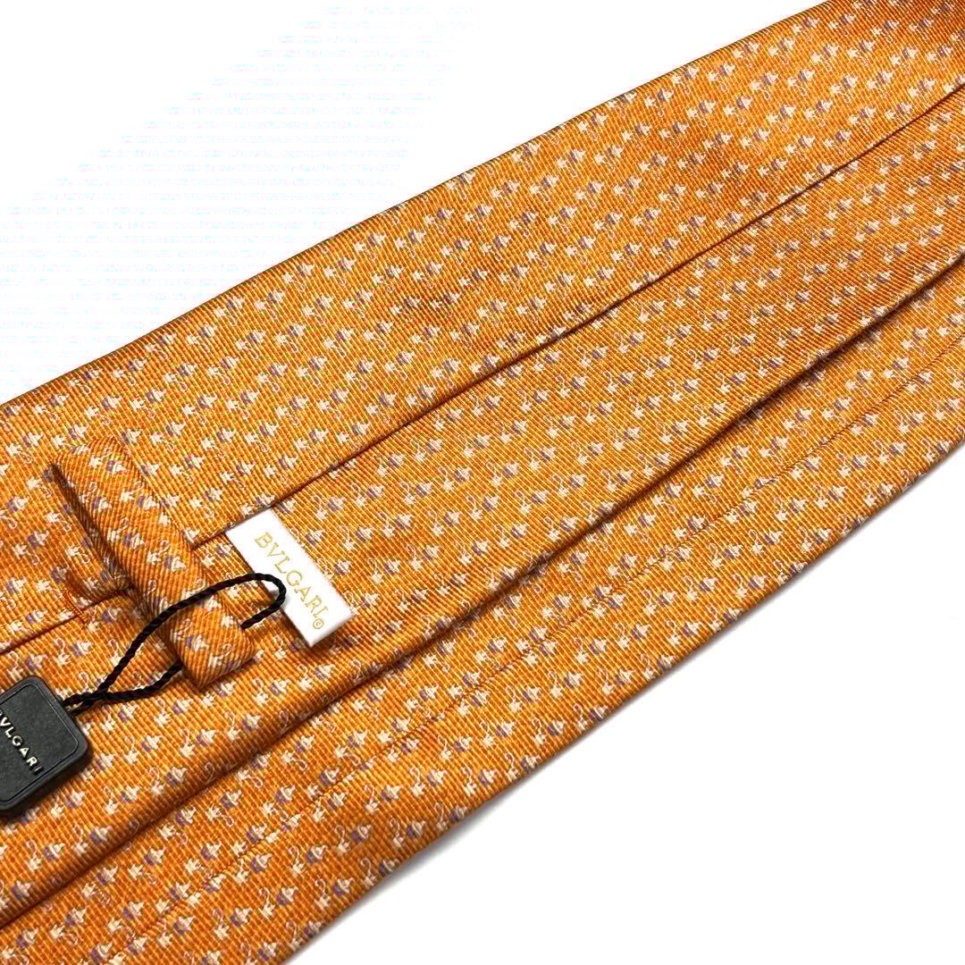 【新品タグ付き✨】ブルガリ ネクタイ オレンジ セッテピエゲ 肉厚 ハロウィン