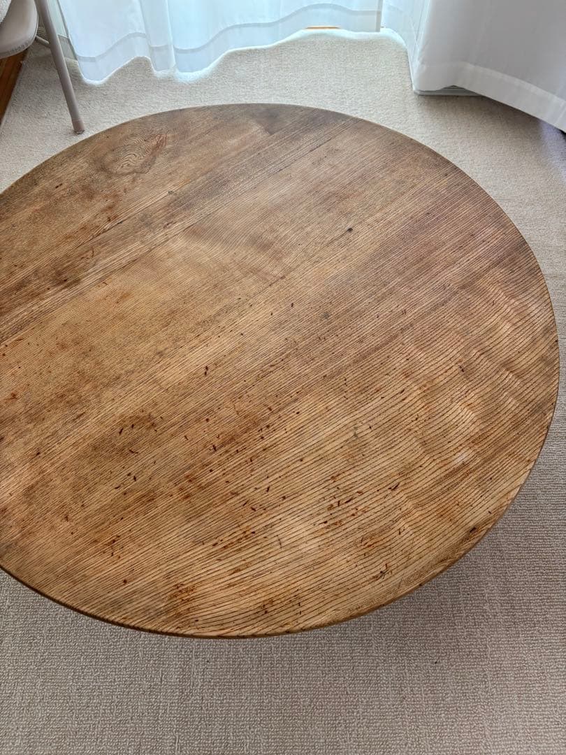 古いちゃぶ台　円形木製座卓