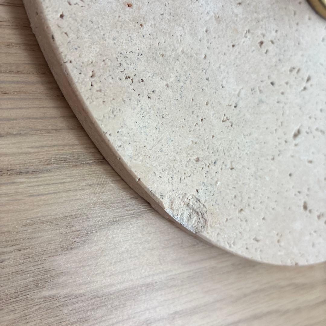 トラバーチン石　サイドテーブル　飾り台