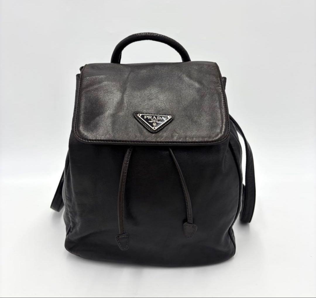 極美品 PRADA オールレザー リュック ブラック