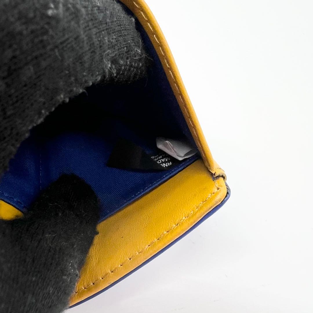 【希少✨完売品】ディーゼル　三つ折り財布　1DR　Dロゴ　レザー　ブルー　イエロ