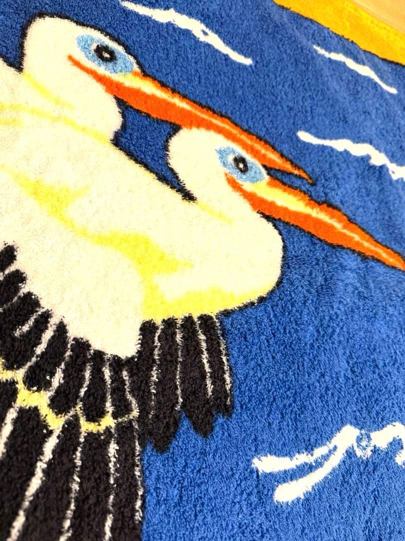 美品 可愛い エルメス ビーチタオル ラグ 玄関マット ペリカン 夏 海