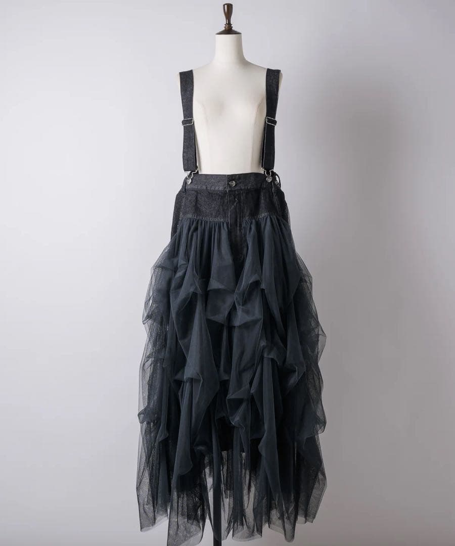 タグ付き未使用【ラベルエチュード】サスペンダーデニムチュールSK