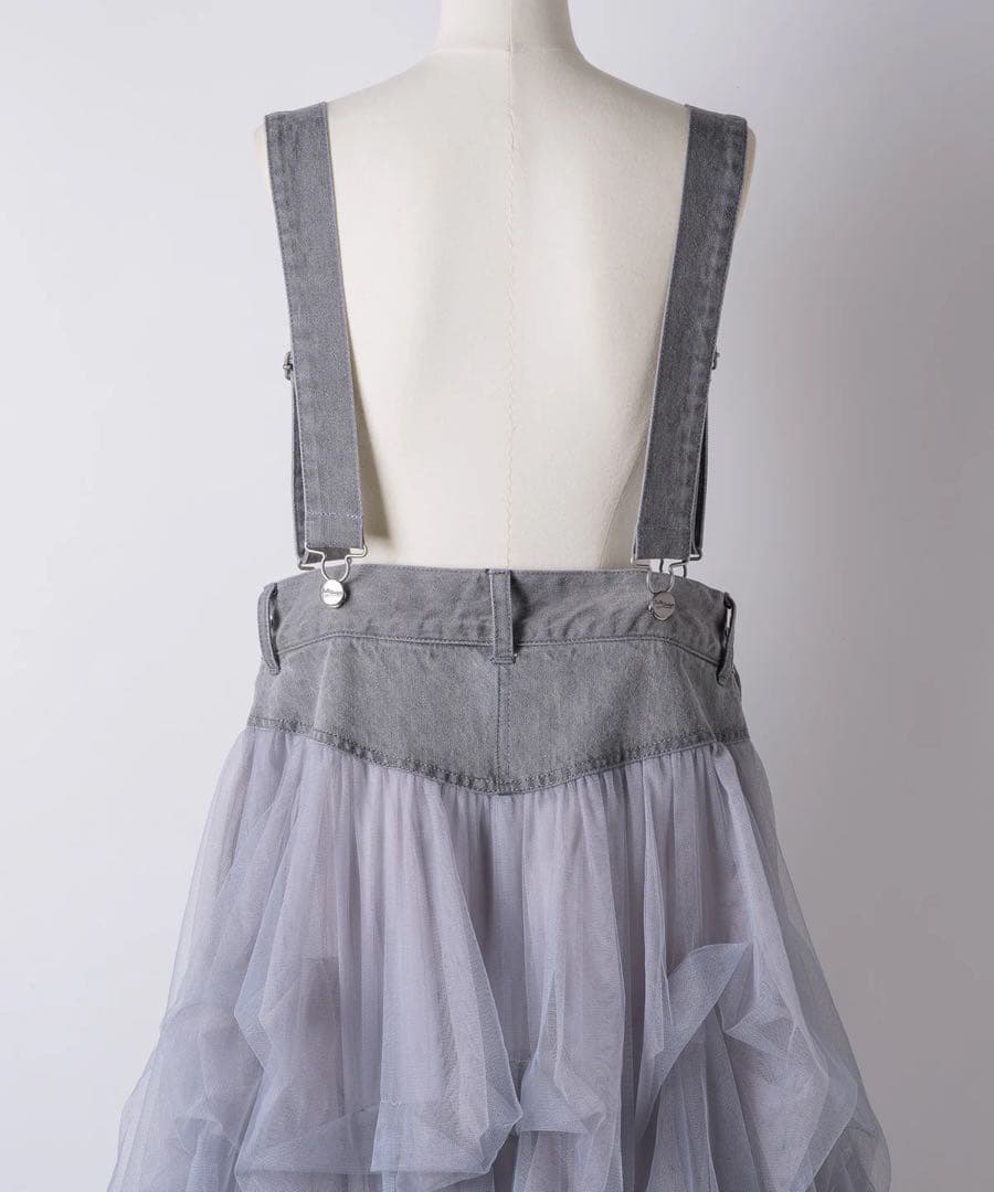 タグ付き未使用【ラベルエチュード】サスペンダーデニムチュールSK