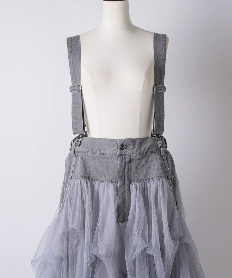 タグ付き未使用【ラベルエチュード】サスペンダーデニムチュールSK