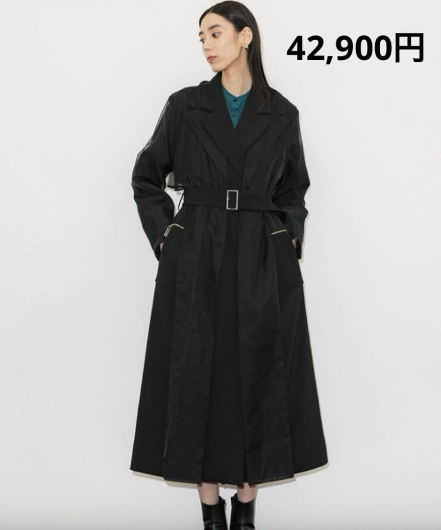 【ユナイテッドトウキョウ】オーガンレイヤートレンチコート　ブラック