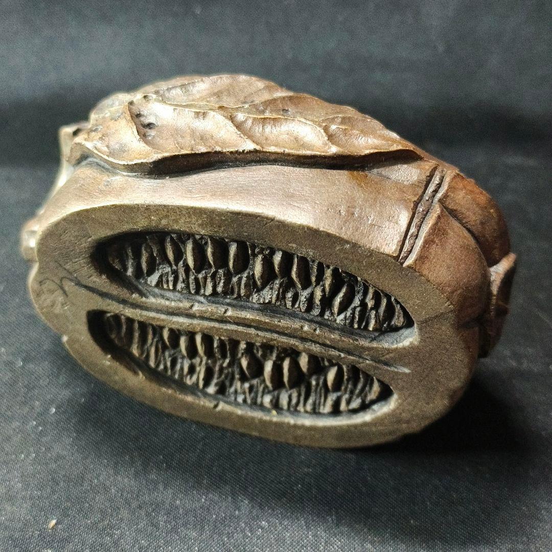 茶道具 瓜型香合 天然石 手彫り 箱付き 朱肉入 書道具 未使用美品 蒐集家放出