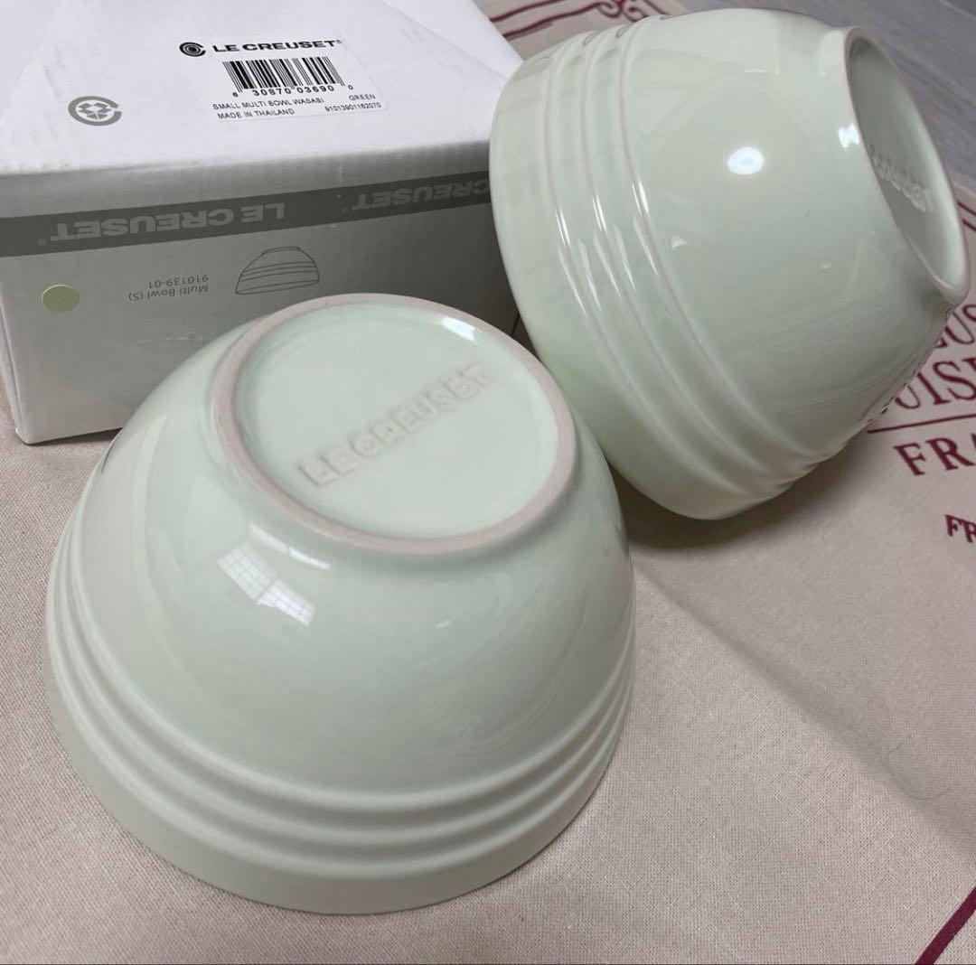 《新品＆未使用》ルクルーゼ わさび 淡い緑色 丼 ボウルセット
