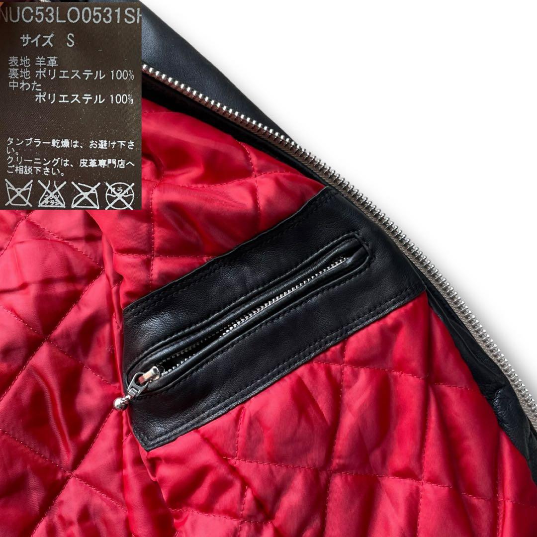 ナノユニバース ラムレザー ヴィンテージ シングル ライダース ジャケット S