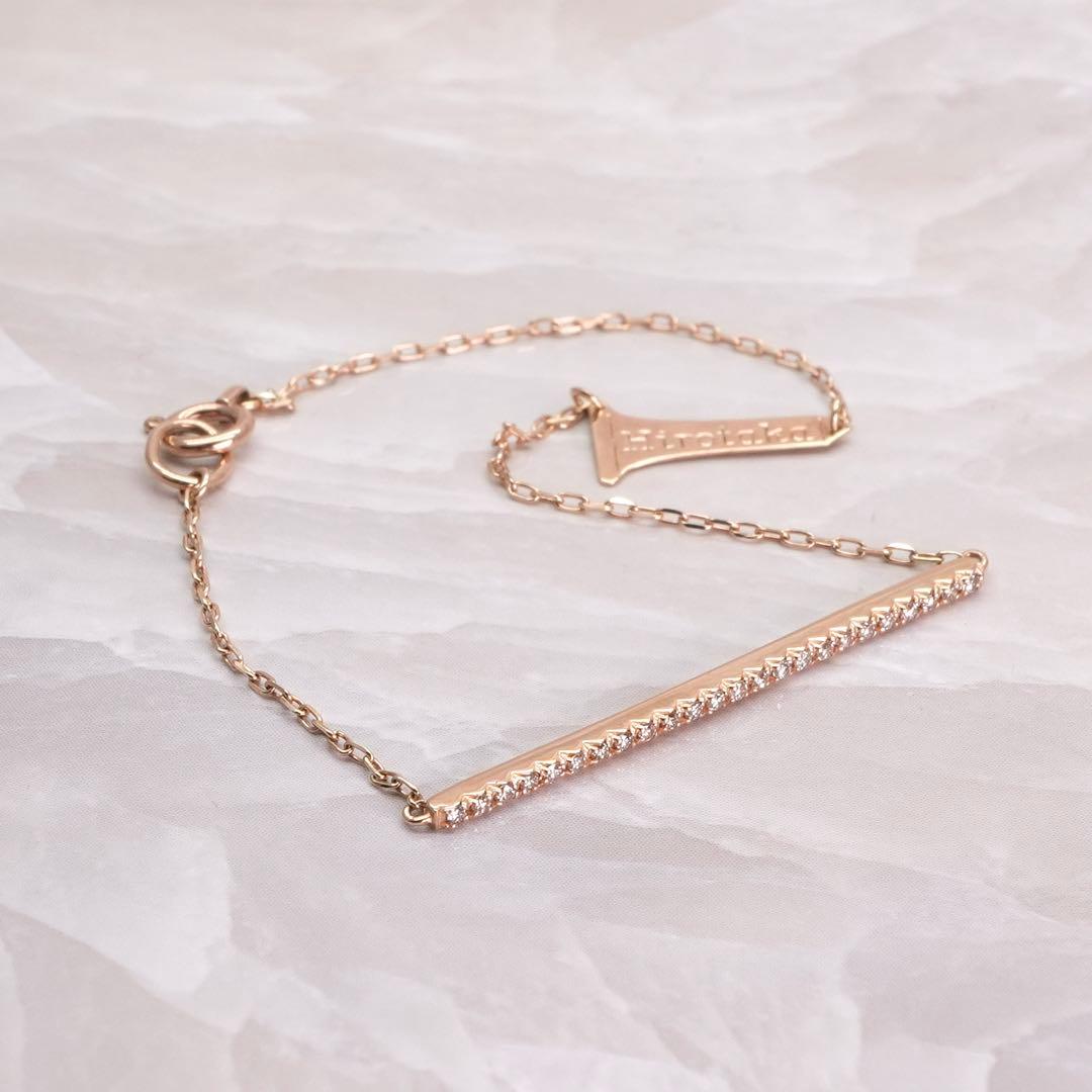 ★Hirotaka★ ダイヤモンド ロングバー ブレスレット K10YG