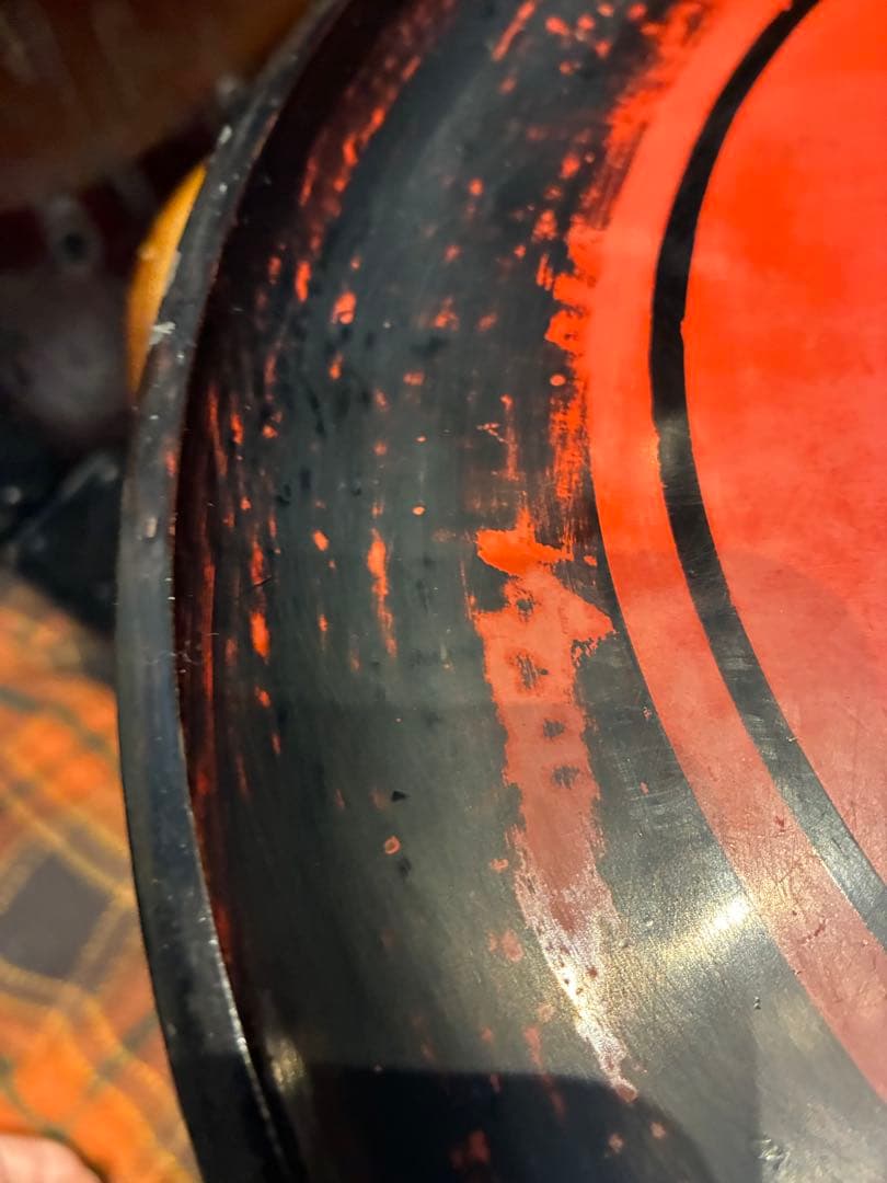 浄法寺塗　花文様　刳り貫き　足付き丸盆　丸膳　明治　木製